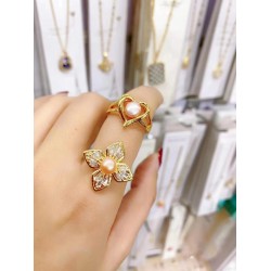 18K gold plated nature pearl open rings, 100pcs/box