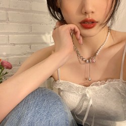 Sweet cool hot girl ~ pure desire love splicing pearl necklace female niche light luxury sense of luxury 2022 new necklace