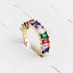 Wedding Rings 2019 Rainbow Baguette Cubic Zirconia Cz Filled Band Ring For Women Usa Hot Selling Drop Shipping Female Jewelry