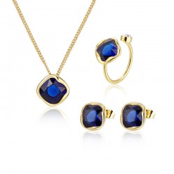 18K Gold & Silver Plated Crystal Heart Shape Fashion Costume Jewelry Sets for Women Necklace Earrings Sets