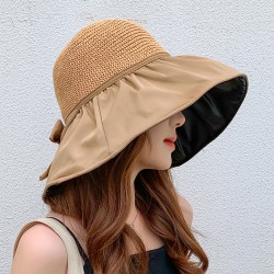 Summer sunshade female hollow grass hat anti-UV sunscreen fisherman hat