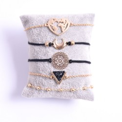  Bohemian Bracelet Chain Set triangle black pine alloy moon five-piece charm set