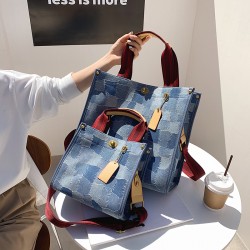 Big Tot Bag Retro Handbag Displason cloth contrasting color women's bag