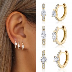  Cubic Zirconia Silver Gold Plated Hoop Earrings For Women Engagement Wedding Trendy Jewelry