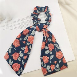 Flavous Flower Large -intestine Round Retro Bow Hair tie Rope 