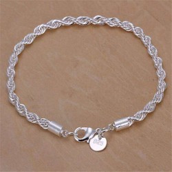  4mm twist bracelet silver  plated lady wrist chain