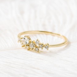  18K gold diamond ring simple and sweet INS style single product jewelry 