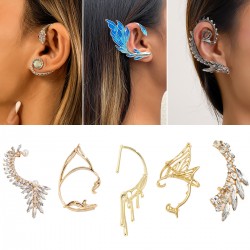  Contour earrings Elf ear hanging single design rhinestone ear clip