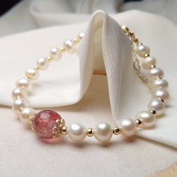 14K gold -plated crystal freshwater pearl bracelet hand accessories