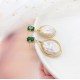 Baroque Pearl Handmade Craft Green Rhils Earrings 