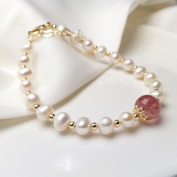 14K gold -plated crystal freshwater pearl bracelet hand accessories