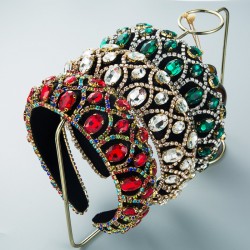 Colorful rhinestone inlaid Head hoop women's wide edge retro hair accessory 