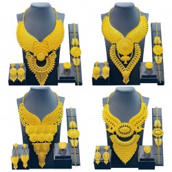 24K gold -plated jewelry suit Middle East women's jewelry necklace bracelet earrings