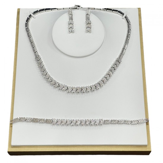 Retro temperament square vermiculite ring necklace bracelet chain Light luxury bride dress set