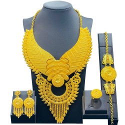 24K gold -plated jewelry suit Middle East women's jewelry necklace bracelet earrings