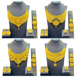 24K gold -plated necklace ear ring -shaped Dubai Grand Dubai Ms. Four -piece Set Jewelry Set spot for wholesale