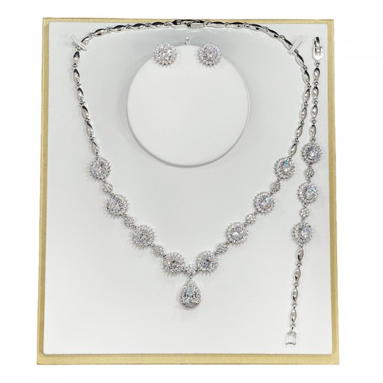 Retro temperament square vermiculite ring necklace bracelet chain Light luxury bride dress set