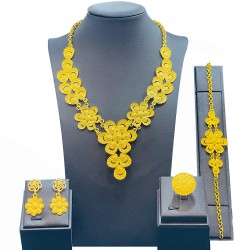 24K gold -plated Dubai bride jewelry set necklace earrings lady jewelry two pieces of spot manufacturers direct