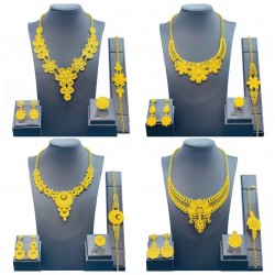 24K gold -plated Dubai bride jewelry set necklace earrings lady jewelry two pieces of spot manufacturers direct