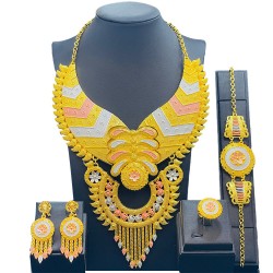 24K bride jewelry necklace bracelet earrings new three -color four -piece four -piece set spot wholesale
