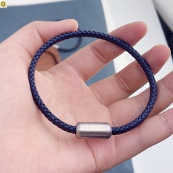 DIY AliExpress, woven cortex leather bracelet magnetic buckle black round rope blue flat rope thick 5mm