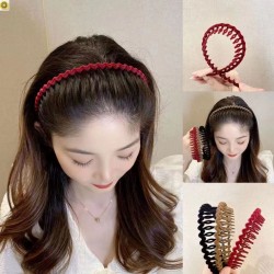 2022 new with tooth hoop implanted velvet net red simple hair bangs hair card clip red head jewelry wave head hoop