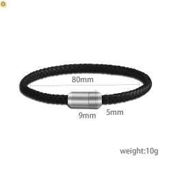 DIY AliExpress, woven cortex leather bracelet magnetic buckle black round rope blue flat rope thick 5mm