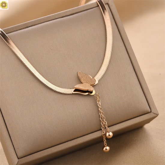 2023 Explosion titanium steel necklace women do not fade colorful jewelry, fashion personality, white European and American cross -border jewelry