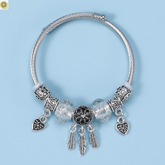 Panjia style stainless steel girl girlfriends Couple love animal, Haici opening can adjust crystal beaded bracelet