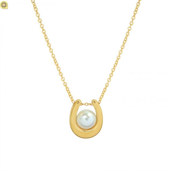 A simple and luxurious Dana pearl necklace with a U-shaped gold plated stainless steel holder