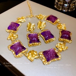 Classy geometric square resin earrings and Necklace 