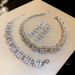  Fashion square neck chain, earring, bracelet,  light luxury high level