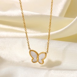 316L Stainless Steel Shell Butterfly Necklace Earrings For Women 18k Gold Plated Choker Jewelry Party Gift