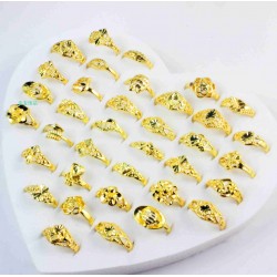 Mixed boxes 36 imitation gold rings Vietnamese sand gold couple tail ring jewelry women's foreign trade cross -border Pin multi -source supply