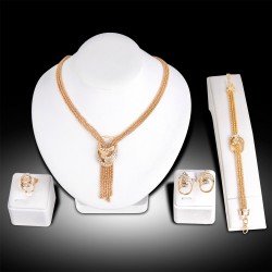 European and American cross -border new natural fashion alloy necklace necklace ears four -piece wedding matching accessories