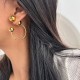 Spot factory wholesale European and American cross -border fashion niche ins18k real gold plating retro circles Golden ball earrings