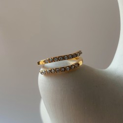 Retro style 18K real gold plating opening double layer vermiculite ring