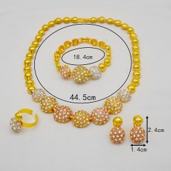 24K Diamond -Mosaic Necklace مجموعة مجوهرات أوروبية وأمريكية للعروس مجموعة مجوهر