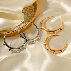 JD designer 8K gold stainless steel rivet hot girl C ring earrings titanium steel 2023 trendy temperament female earrings
