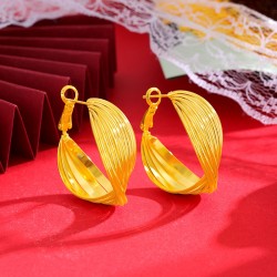 2023 New Women's Earrings Mobius Ring Imitation Gold Multi -Llayer Ring Ring Cross Design Net Red Explosion أقراط