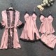 Pajamas 4 قطع مجموعة لرفع الربيع والصيف مثير الجليد الحرير الكوري على الطراز الكوري. Pajamas 4 قطع مجموعة لرفع الربيع والصيف مثير الجليد الحرير الكوري على الطراز الكوري.