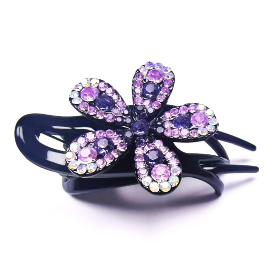 نمط جديد من قصاصات حشائش Rhinestone مع الماس والزهور مقطع أفقي رائع ومشبك الشعر الأنيق من ثلاثة أسنان للنساء نمط جديد من قصاصات حشائش Rhinestone مع الماس والزهور مقطع أفقي رائع ومشبك الشعر الأنيق من ثلاثة أسنان للنساء