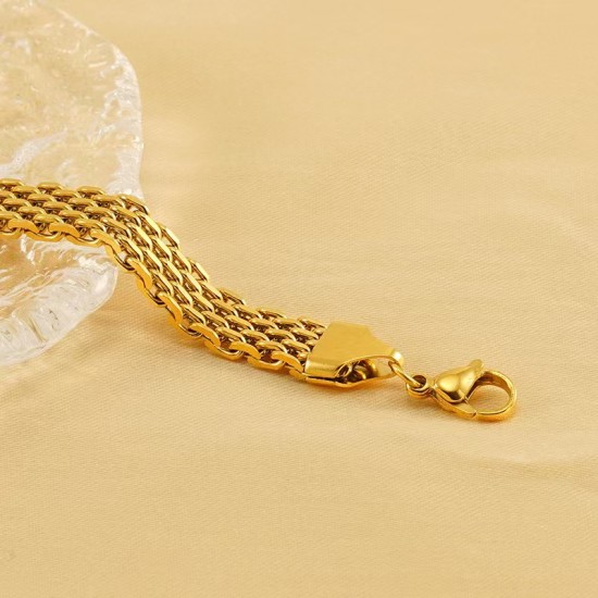 سوار كوبي من الفولاذ المقاوم للصدأ بحزام شبكي عتيق، سوار عريض من الفولاذ التيتانيوم مطلي بالذهب عيار 18 قيراطًا، مطلي بالكهرباء المفرغة سوار كوبي من الفولاذ المقاوم للصدأ بحزام شبكي عتيق، سوار عريض من الفولاذ التيتانيوم مطلي بالذهب عيار 18 قيراطًا، مطلي بالكهرباء المفرغة