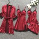 Pajamas 4 قطع مجموعة لرفع الربيع والصيف مثير الجليد الحرير الكوري على الطراز الكوري. Pajamas 4 قطع مجموعة لرفع الربيع والصيف مثير الجليد الحرير الكوري على الطراز الكوري.
