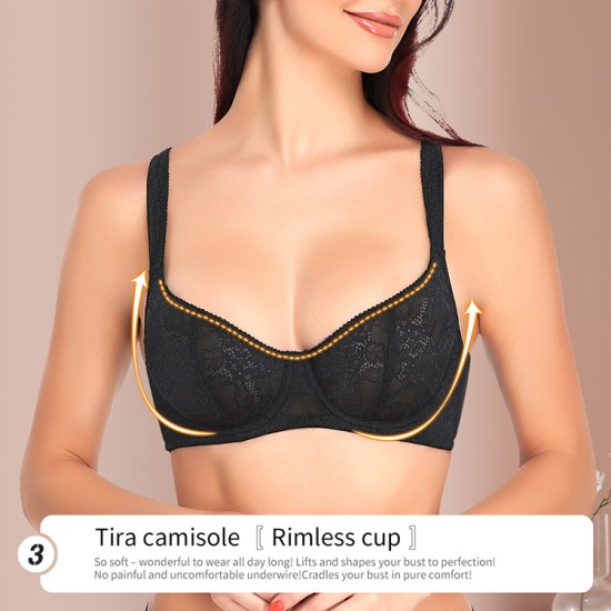 حمالة صدر كبيرة الحجم من بحلقة فولاذية من الدانتيل الجاكار قياس كوب B C D E F Cup حمالة صدر كبيرة الحجم من بحلقة فولاذية من الدانتيل الجاكار قياس كوب B C D E F Cup