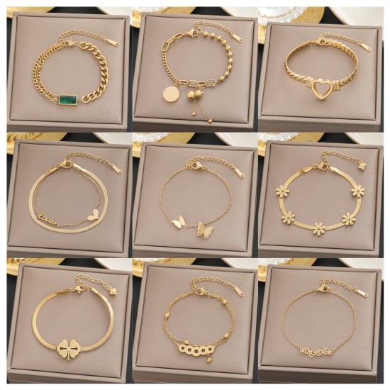 Meichen 100 Style Bracelets European and American 18K Gold Gold Longeparing Titanium Steel’s Women's Women Simple and Propealized Fashion Massion Jewelry Meichen 100 Style Bracelets European and American 18K Gold Gold Longeparing Titanium Steel’s Women's Women Simple and Propealized Fashion Massion Jewelry