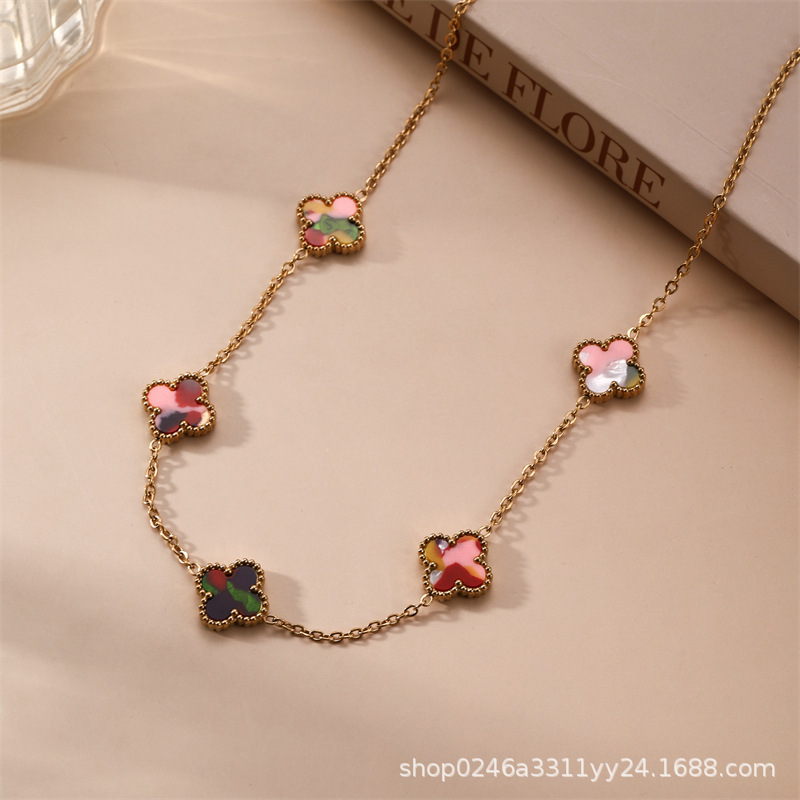 13mm التيتانيوم الصلب أربعة البرسيم خمسة زهرة على الوجهين fritillaria قلادة 18K الذهب الحقيقي مطلي ضوء ترف الشعور سلسلة الترقوة 13mm التيتانيوم الصلب أربعة البرسيم خمسة زهرة على الوجهين fritillaria قلادة 18K الذهب الحقيقي مطلي ضوء ترف الشعور سلسلة الترقوة
