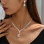 Bridal Jewelry Set Cross border Water Drop Explosive Necklace Earrings Wedding Women's Evening Dress Accessories 2-piece Set