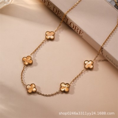 13mm التيتانيوم الصلب أربعة البرسيم خمسة زهرة على الوجهين fritillaria قلادة 18K الذهب الحقيقي مطلي ضوء ترف الشعور سلسلة الترقوة 13mm التيتانيوم الصلب أربعة البرسيم خمسة زهرة على الوجهين fritillaria قلادة 18K الذهب الحقيقي مطلي ضوء ترف الشعور سلسلة الترقوة