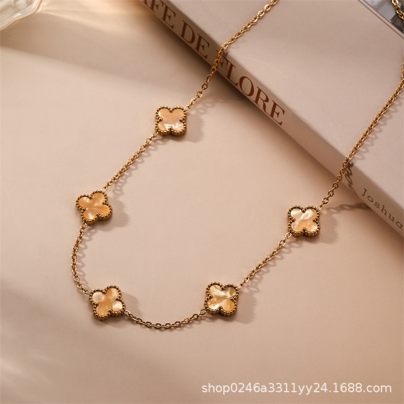 13mm التيتانيوم الصلب أربعة البرسيم خمسة زهرة على الوجهين fritillaria قلادة 18K الذهب الحقيقي مطلي ضوء ترف الشعور سلسلة الترقوة 13mm التيتانيوم الصلب أربعة البرسيم خمسة زهرة على الوجهين fritillaria قلادة 18K الذهب الحقيقي مطلي ضوء ترف الشعور سلسلة الترقوة